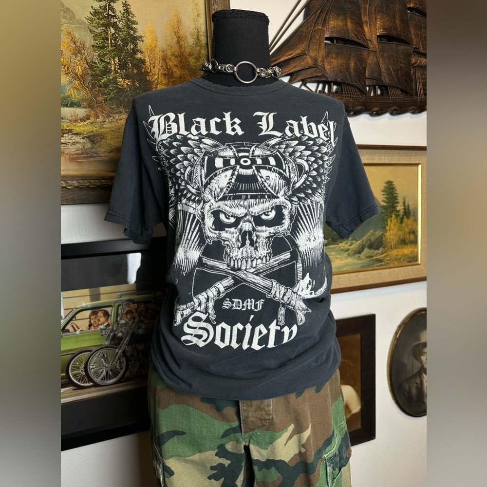 Vintage Y2K Black Label Society T-Shirt Trashed Size Small